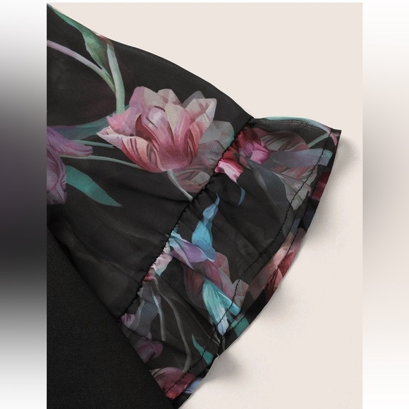 BloomChic Plus Size 3XL Floral Patchwork Mesh Round Neck Flutters T-shirt us22 - Picture 4 of 7